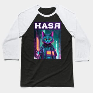 Cyberpunk Cat (Design 3) Baseball T-Shirt